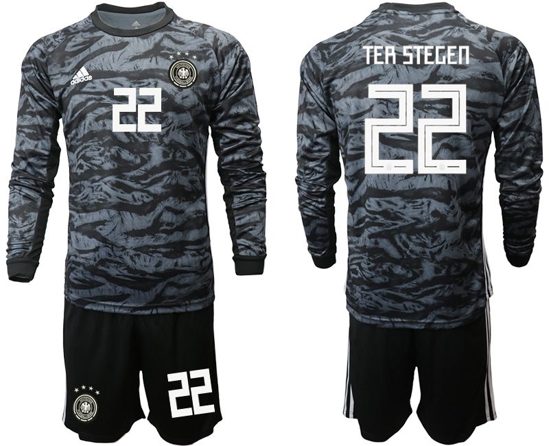 Men 2019-2020 Season National Team Germany black long sleeve goalkeeper #22 Soccer Jersey